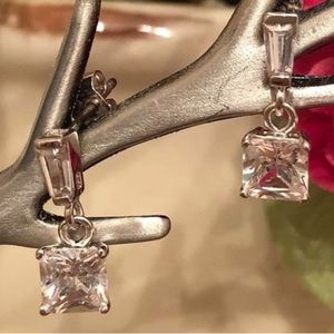 Rare Silpada Sterling Silver Cubic Zirconia Baguette Post Earrings P0772